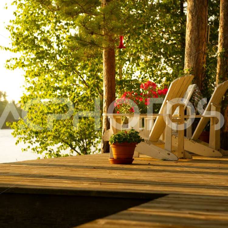 Adirondack chairs on a cottage deck - Alessandro Cancian Photography