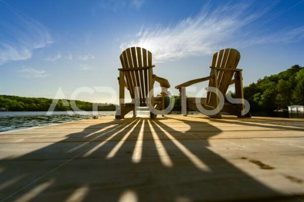 Adirondack Chairs at Sunrise with Long Shadow 3354