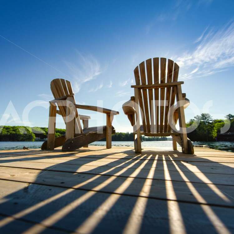 Sunlight Create Long Shadows on Adirondack Chairs 3358
