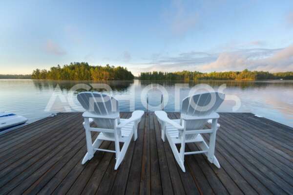 White Adirondack Chairs Muskoka Lake 3486