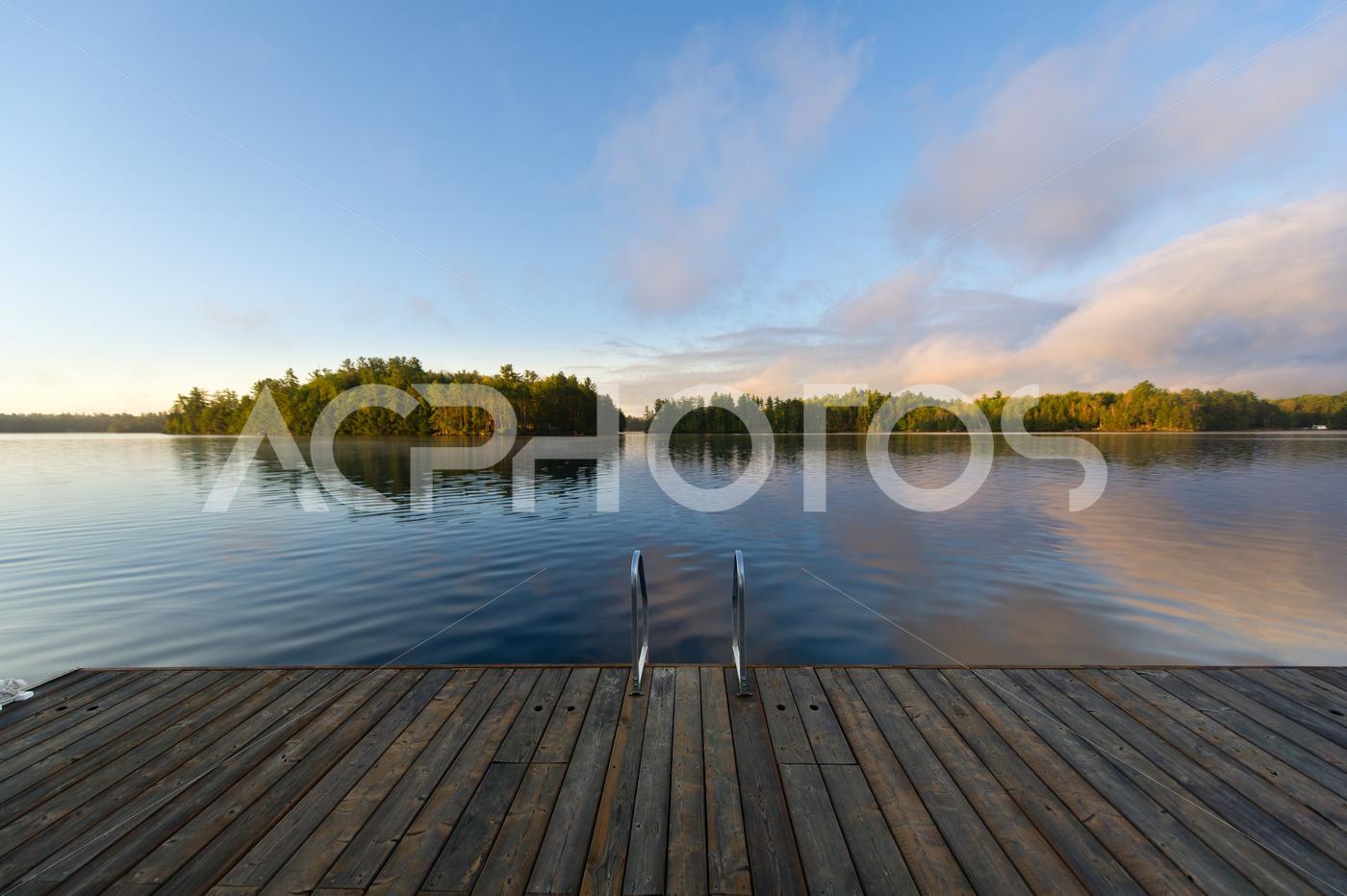 Wooden pier floating on a lake 3500