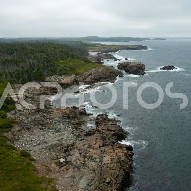 Aeria view of the coast with the Louisbourg lighthouse Trail - GettaPix