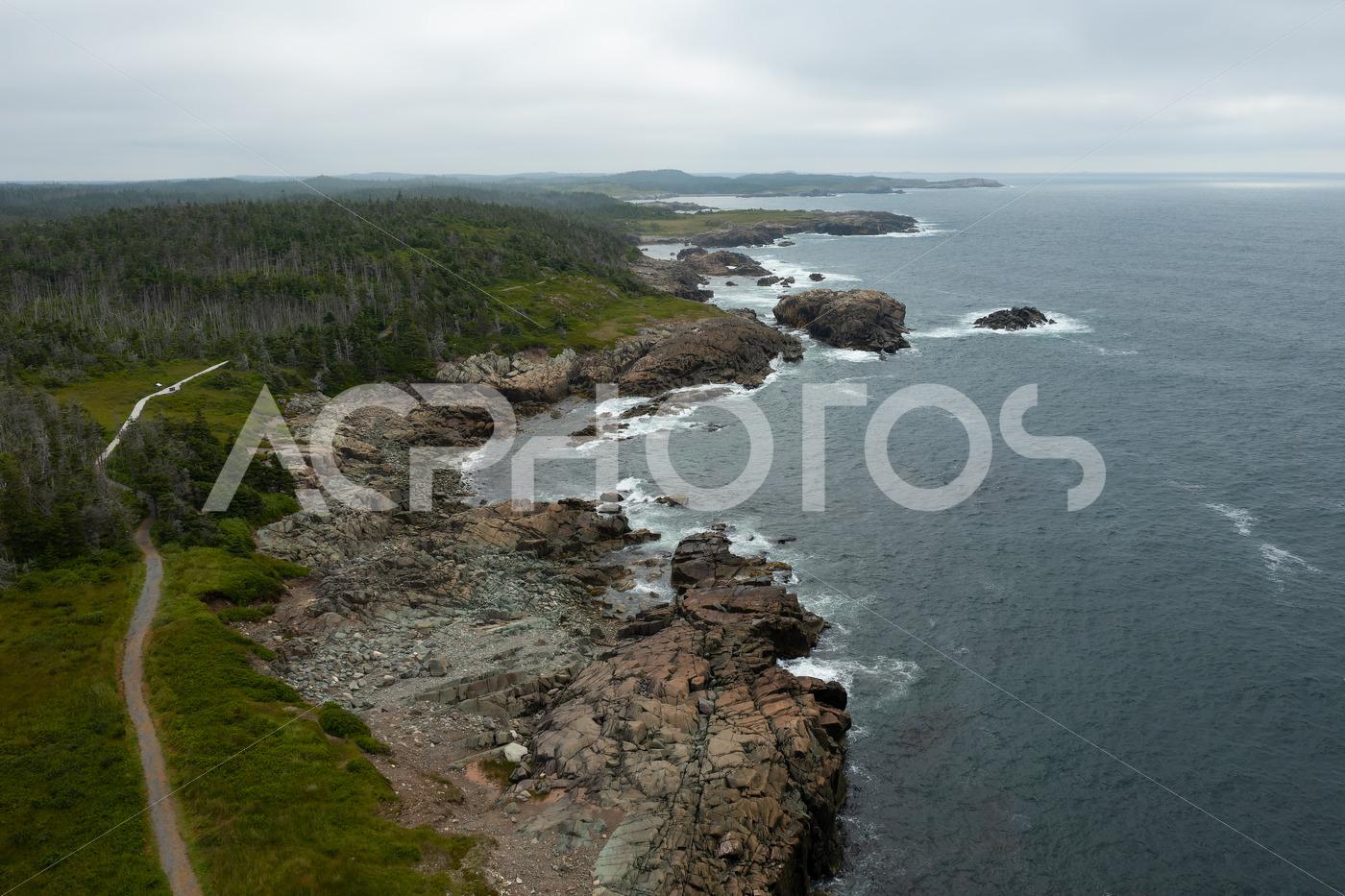 Aeria view of the coast with the Louisbourg lighthouse Trail - GettaPix