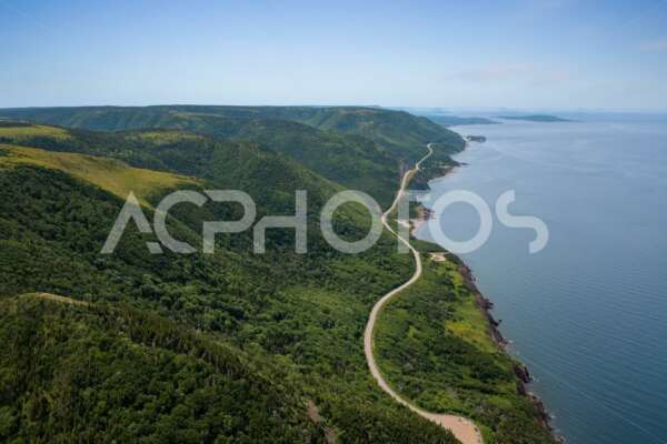 Aerial view of the winding Cabot Trail road - GettaPix