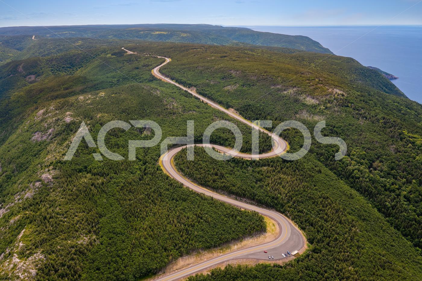 Cabot Trail winding road from MacKenzie Mountain in Cape Breton Island - GettaPix