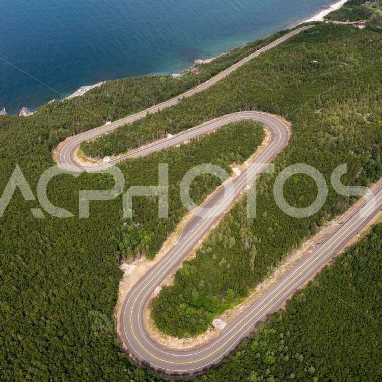Cabot Trail winding road from MacKenzie Mountain in Cape Breton Island - GettaPix