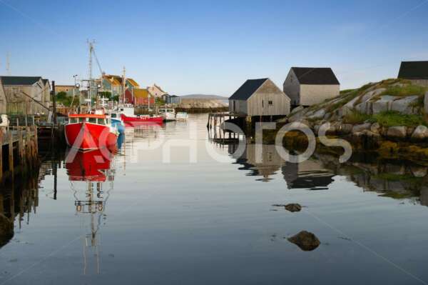 Fishing boats in a secluded bay in Peggy’s Cove, Nova Scotia - GettaPix