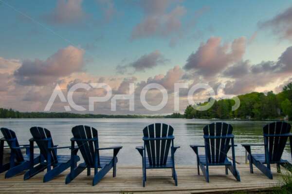 Multiple blue Adirondack chairs - GettaPix